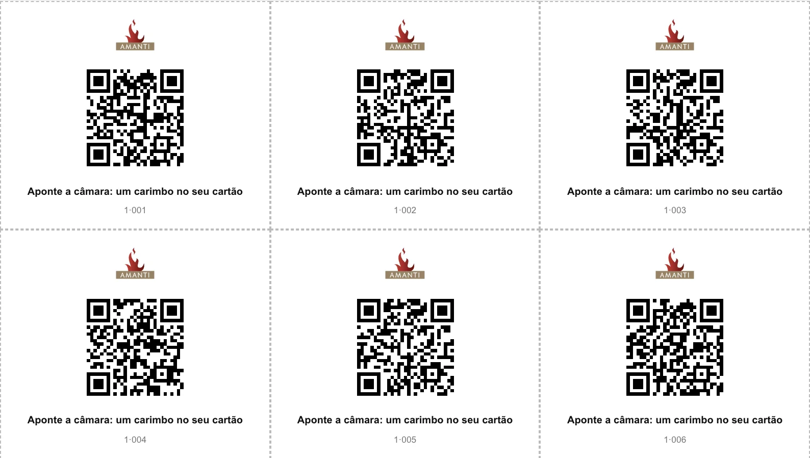Uma folha de códigos impressos, cada um com o logótipo da casa, um código diferente e o número do bloco.